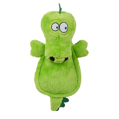 goDog Silent Squeak Flattie Gator Silent Squeak Plush Dog Toy with Chew Guard Technology, Durable Fabric for Active Play, Large