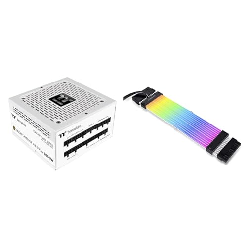 Image of Thermaltake Toughpower GF A3 Snow Edition 1050W 80+ Gold Full Modular SLI & Lian Li Strimer Plus V2 24 Pin (PW24-PV2) -Addressable RGB Power Extension Cable
