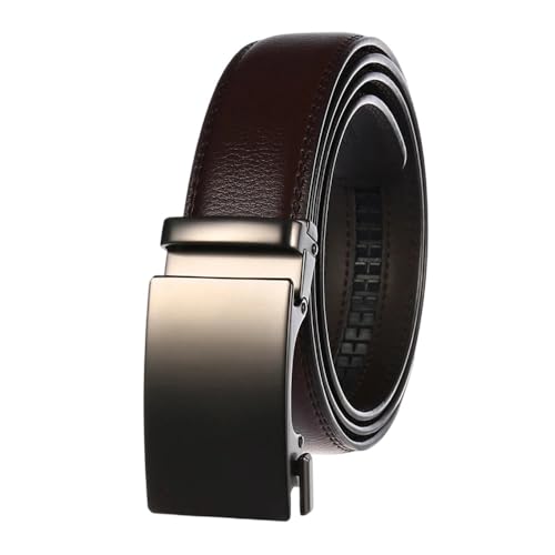 Male 3.5Cm Leather Belt For 130Cm Brown Belt Alloy Automatic Buckle Trouser Belt Brown A 125cm
