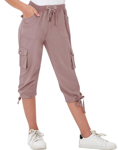 Pantalones cargo niñas que solucionan la falta de bolsillos en ropa deportiva capri JINSHI