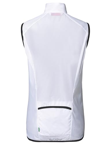 VAUDE Damen Fahrradweste Matera Air Vest, ultraleichte Windweste für den Radsport, wasserabweisende, winddichte Sportweste reflektierend, Passform: Slim fit, white, 40