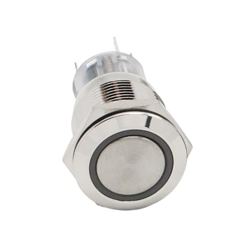 Bouton en métal 19mm étanche noir led bleu momentané moteur voiture alimentation PC