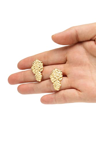 Gold Nugget Earrings for Men - Nugget Earring 18k Gold Plated -925 Sterling Silver Stud Earrings Gold Plated Earring studs3