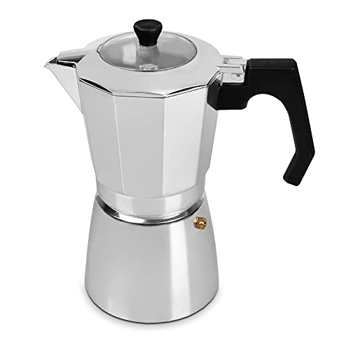 ROSSETTO Cafetière italienne express en Aluminium - Couvert transparent (9 Tasses)