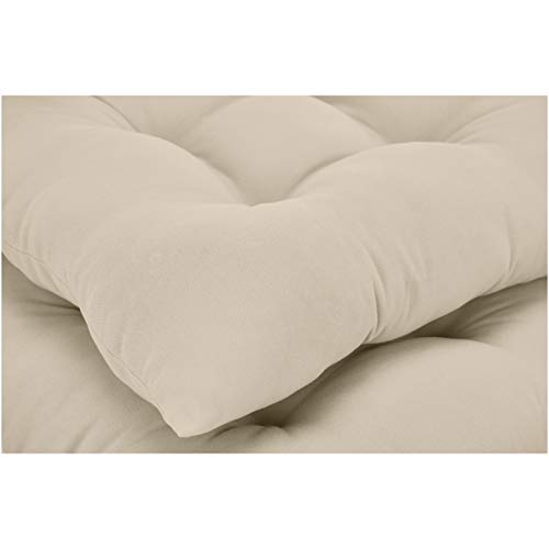 Image of AmazonBasics Polyester Canvas Tufted Outdoor Square Seat Patio Cushion - Pack of 2, Khaki, 19 x 18.5 x 5 inch