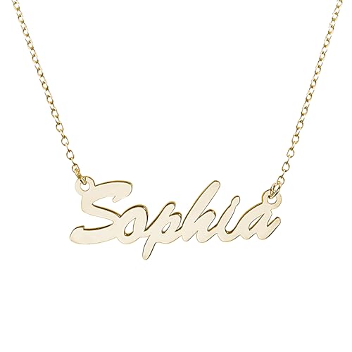 PicturesOnGold.com Custom Name Necklace For Women Personalized Name Necklace in 14K Gold Personalized with any Name or Word (Gold Script)