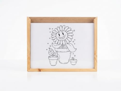 Image of Kids Art Display Frame - Wooden Slide-In Artwork Organizer & Storage | Open-Slot Design for Easy Swapping - Wall Mount Picture Frame for Kids Room & Classroom, Includes Bonus 10 Coloring Pages(1) - Open Design(Without Lid)