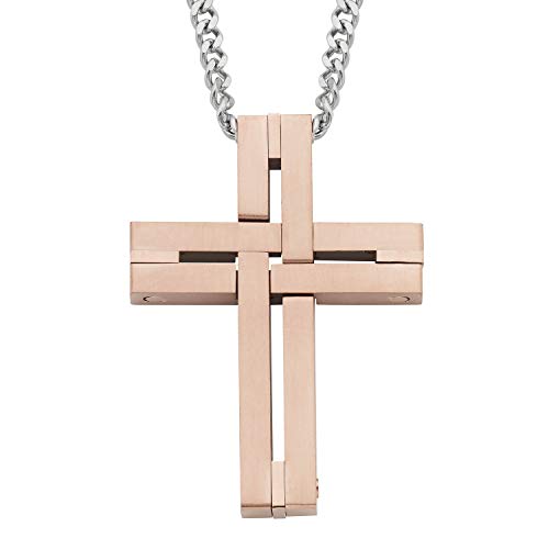 Rose Gold Tone Stainless Steel Matte Finish Interlocking Woven 1-1/4