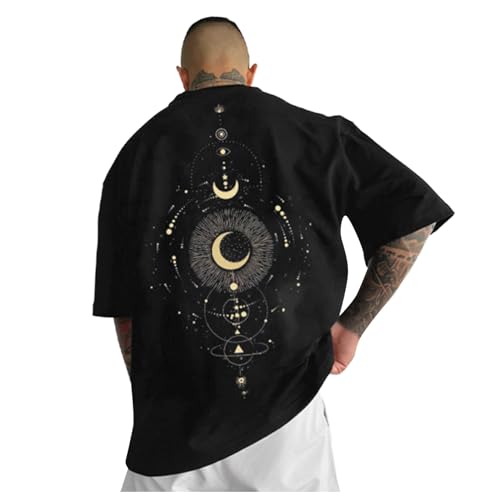 Camiseta oversized para hombre, cuello redondo, manga corta, suelta, de verano, con estampado vintage, camiseta de moda, camiseta larga y holgada, monocolor, básica, deportiva, ropa de calle,