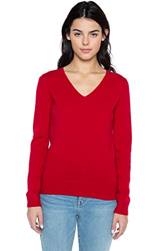 Image of JENNIE LIU Women's 100% Pure Cashmere Long Sleeve Pullover V Neck Sweater