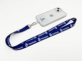 Real Madrid F.C. - Colgante Universal para Móvil - Diseño con Escudo del Real Madrid - Color Azul - Compatible con Todas Las Fundas - Correa Ajustable - Agradable con la Piel