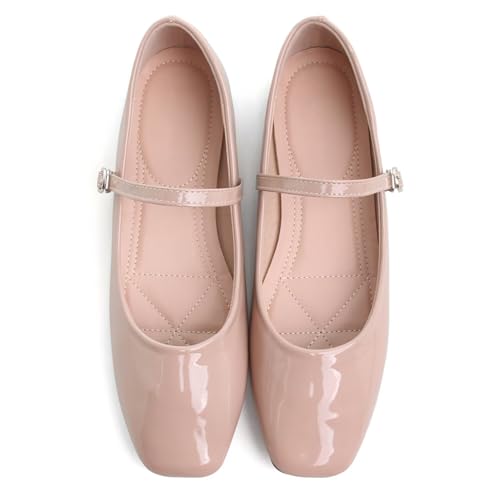 Image of LUXINYU Women's Slip on Flats,Classy Round Toe Solid Classic Mary Jane Ballet Dance Shoes Soft Comfortable PU Flat Shoes