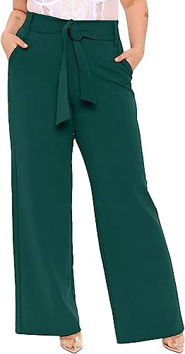 Image of FRAULEIN Women's Western Stylish Trousers Relax Fitting Belted Wide Leg [S - 5XL] Size Pants