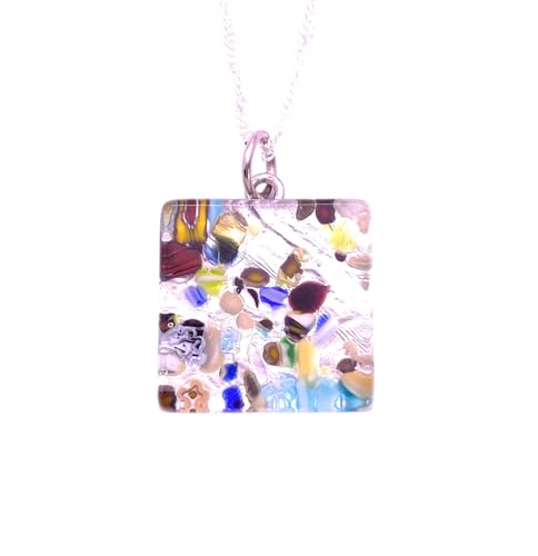 Pendentif en verre de Murano fait main avec feuille d'argent chic bijoux de Venise 2cm