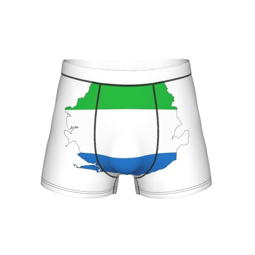 bghdfa Ropa interior elástica transpirable con estampado de mapa de la bandera de Sierra Leona con cintura ancha cómoda y flexible y bolsa en forma de U 3D, Negro, L