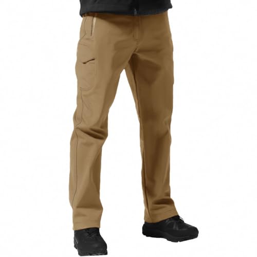 Image of FREE SOLDIER Men's Outdoor Softshell Fleece Lined Cargo Pants Snow Ski Hiking Pants with Belt