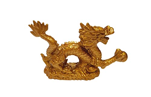 Estatua Feng Shui Dragón Dorado para Suerte y Éxito miniatura 2