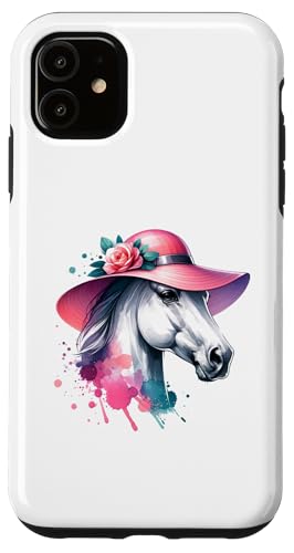Custodia per iPhone 11 Derby Horse Racing, maglietta vintage da uomo e da donna
