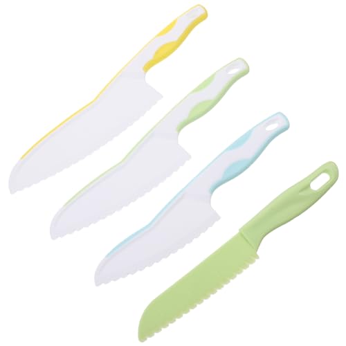 ERINGOGO Boys and Girls Safe Fruit Knife Set 4pcs Plastic Cutting Tools Boys and Girls Safety Cutters Ergonomic Handle Easy Use Multi-purpose Cutters
