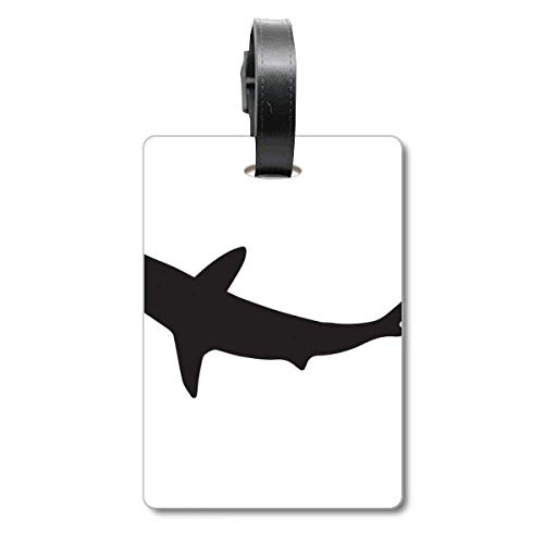 Étiquette valise voyage anti-perte étanche avec motif silhouette ocean shark visible