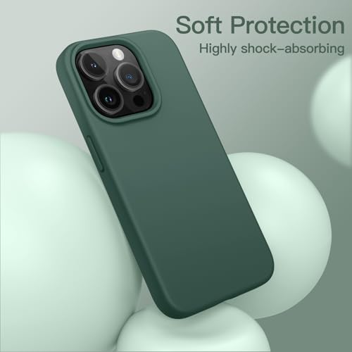 Image of JETech Silicone Cover Case for iPhone 14 Pro Max 6.7-Inch, Silky-Soft Touch Full-Body Protective Phone Case, Shockproof Cover with Microfiber Lining (Midnight Green)