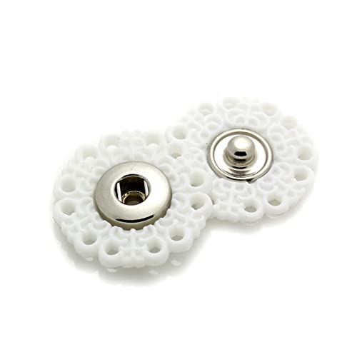 xlygood 10 pièces Boutons-Pression Boutons de Couture Attaches Noir Blanc Bouton Couvert 18-25mm Bricolage Coudre Accessoires de vêtements, Blanche, 20mm Cover