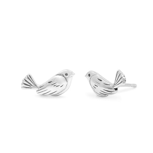 Boma Jewelry Sterling Silver Sitting Bird Stud Earrings