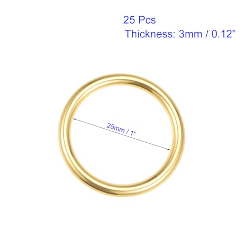 MACHSWON Zinc Alloy O Rings 25mm(1") ID 3mm Thick Multi-Purpose Welded O Buckles Heavy Duty Smooth Solid Ring for Bag Straps Belts Pet Leashes and DIY Crafts Gold 25pcs - Image 3