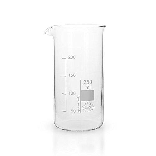 12 x 250ml Becherglas aus hitzefestem Borosilikatglas, graduiert, mit Ausguss, hohe Form * Messbecher, Bechergläser, Laborglas, Laborbecher *