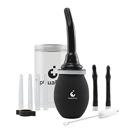 TopQuaFocus - Bombilla para enema de 14.5 oz, ducha anal extragrande para hombre, mujer, limpieza de colon, sin BPA ni ftalatos, color negro