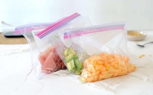 Kit 40 Sacos Herméticos P 500ML – Zip Abre e Fecha, Reutilizável, Livre BPA – Para Congelar, Armazen