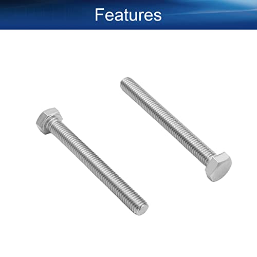 Image of Bettomshin 10Pcs M8 x 70mm Hex Bolts, 304 Stainless Steel 1.25mm Thread Pitch Fully Threaded Metric Hex Head Screw Bolts, Hexagon Screw Bolt, Hex Tap Bolts, Silver (Overall Size 75.45x13x13mm)