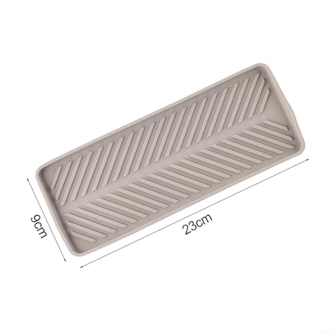Silicone Sponge Holder Sink Organizer Tray 23x9cm for Kitchen and Bathroom, Food-Grade Flexible Counter Caddy with Raised Lines for Fast Drying, Dishwasher Safe Drip Catcher (Gray)