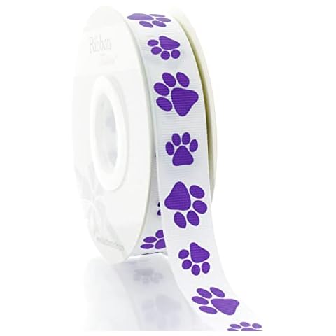 HairBow Center LLC 7/8'' Purple Paw Grosgrain Ribbon 25 Yards Cover