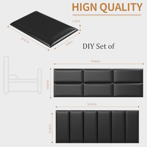 Image of Twin Headboards, Self-Adhesive 3D Panels, Upholstered Wall Panels for Bedroom /Living Room (6 Pieces 9.84 in x 23.6 in)