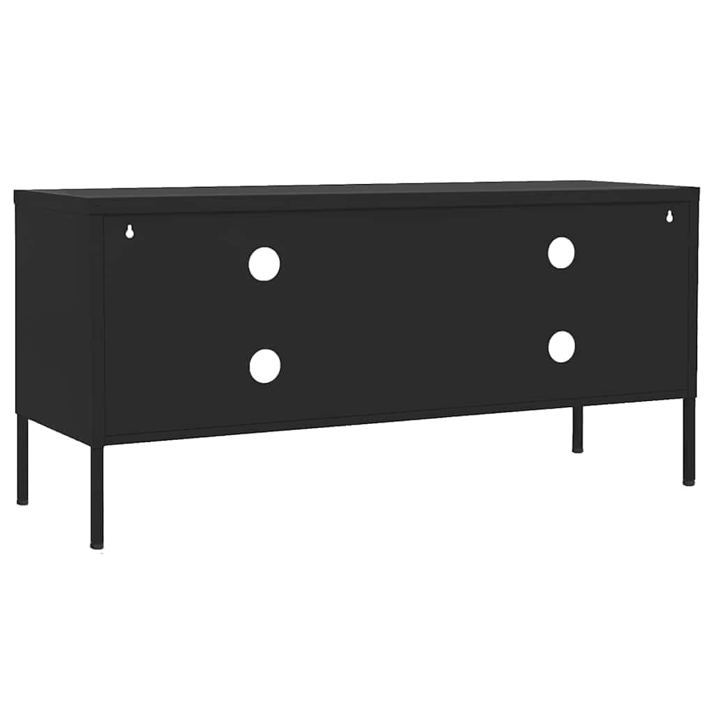 vidaXL Mueble para TV Soporte Mobiliario Aparador Armario Estante Sala de Estar Salón Dormitorio Decoración de Acero Negro 105x35x50 cm
