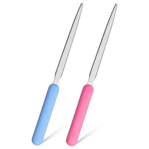 ZEYIYER Brieföffner 2 Stück Edelstahl Umschlagschlitz Letter Opener Brieföffner-Edel Umschlagschlitz leichter Brieföffner für Büro Schule Heimbedarf(Blau Rosa)