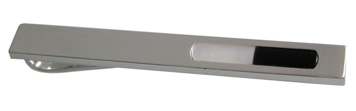 Krawattenschieber 925er Silber Krawattennadel matt + Perlmutt + Acryl ca. 6,6 cm lang m. i. Germany + schwarzer Exklusivbox