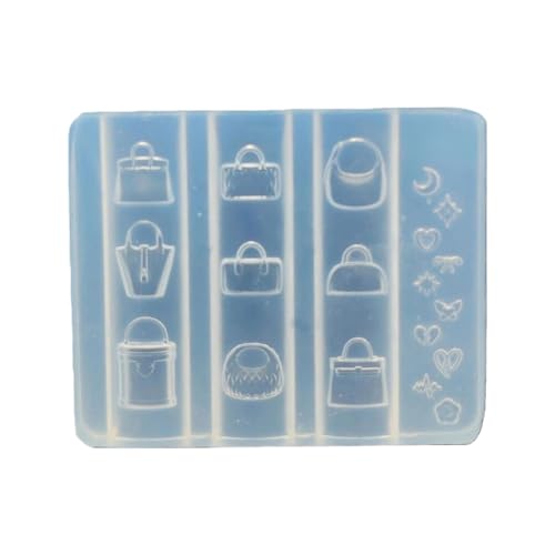 Molde de silicona para uñas de fácil liberación, con forma de bolso, patrones de manicura con estilo, accesorios de uñas en relieve, moldes de manicura profesional