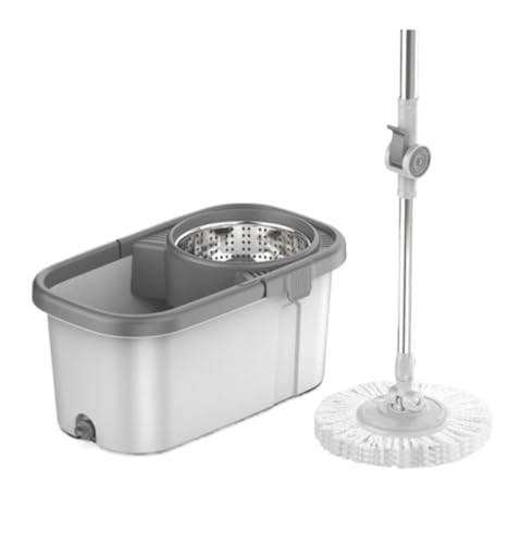 SHCHNA Bodenwischer Wischer Boden Wischmopp Und Eimer Mit Wringer-Set, Nassstaub-Bodenreinigung, Bodenwischer Für Die Bodenreinigung Mit 2 Waschbaren Wischmoppköpfen Wischer Boden Wischmop