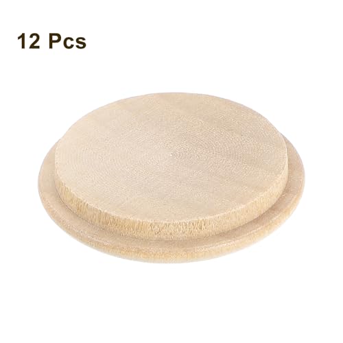 Image of uxcell 12Pcs Wood Button Plugs, 30mm /1.18 inch Hardwood Screw Hole Plug Mushroom Wooden Caps Buttons Wood Plug for Furniture Woodworking Craft Decor (35mm x 30mm)