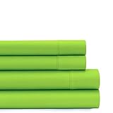 American Home Collection Deluxe 4 Piece Bed Sheet Sets of Brushed Microfiber 16' Deep Pocket Wrinkle Resistant Silky Soft Touch (Queen, Lime Green)