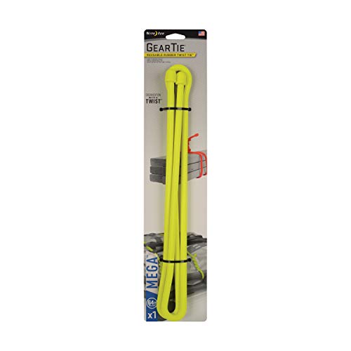 Nite Ize Gear Tie Mega, The Original Reusable Rubber Twist Tie Mega-Sized, 2X Bigger + Stronger For Heavy Duty Projects, 64-Inch, Neon Yellow, Made in the USA