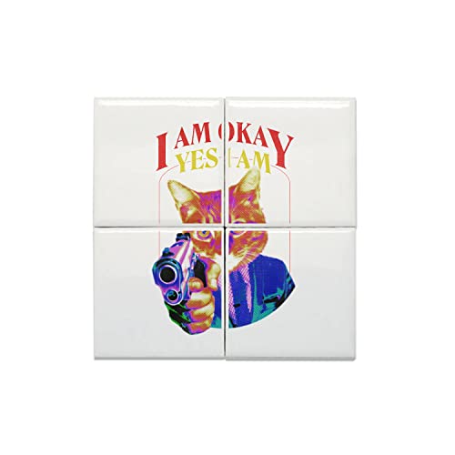 Carreaux céramique chat humour pour remplacer les tableaux ternes par de l'art durable