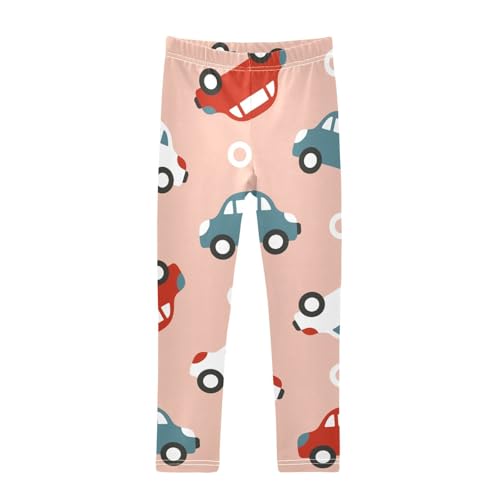 Red Car Girls Leggings,Workout Leggings for Girls Toddler Athletic Legging Size for 3-10T