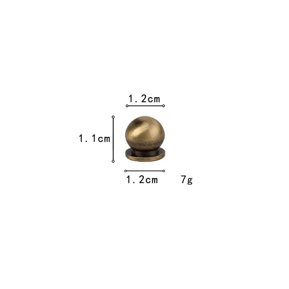 JIHUOO 4 Pcs 12mm Solid Brass Cabinet Knobs - Round Ball Drawer Handles - Antique Brass - Image 2