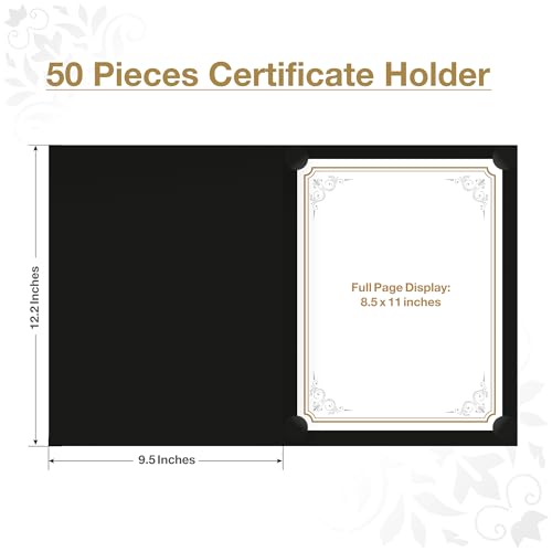 BELLE KR® Black Certificate Holders 8.5 x 11, 50 Pcs - Used as Award Certificate Folders with Gold Foil Border for Letter Size 8.5" x 11" Certificates, Awards, Documents and Diplomas by BELLE KR - Image 3