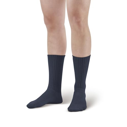 Ames Walker AW Style 190 E-Z Walker Plus Diabetic 8-15 mmHg Mild Compression Crew Socks Black Medium3