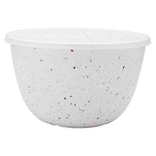 Zak Designs 7in Confetti Serving Bowl, Made with Durable Eco-Friendly Melamine, Serving Dinnerware with Recyclable Lid, Perfect for Indoor/Outdoor Activities (White, BPA-Free)