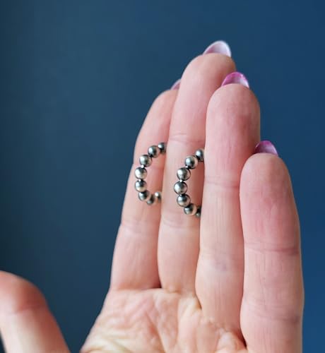 Small Sterling Silver Navajo Pearl Style Hoop Earrings for Women Beaded Western Jewelry Handmade in the USA4